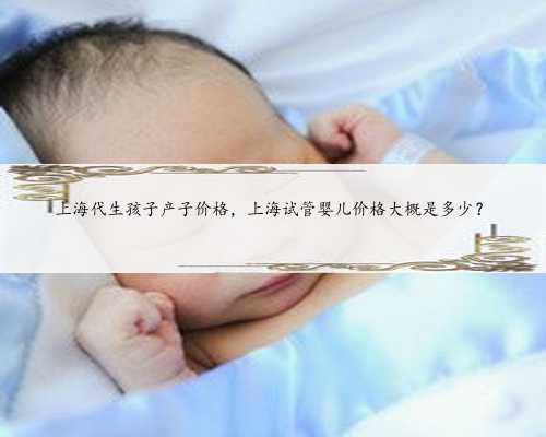 上海代生孩子产子价格，上海试管婴儿价格大概是多少？